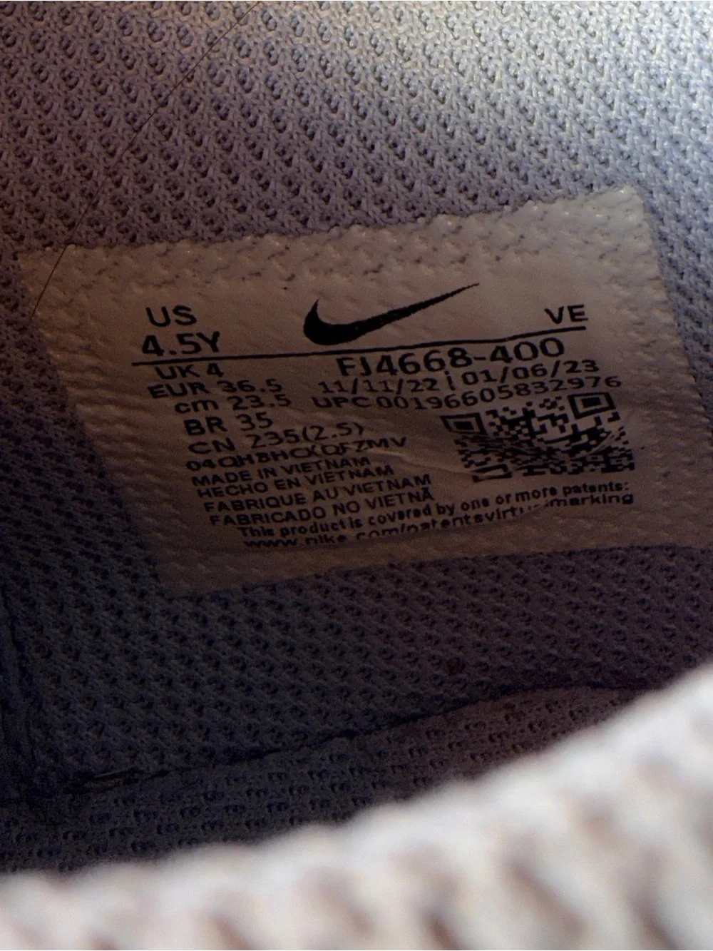 Nike Kids Light Blue and White High-Top Sneakers with Navy Swoosh